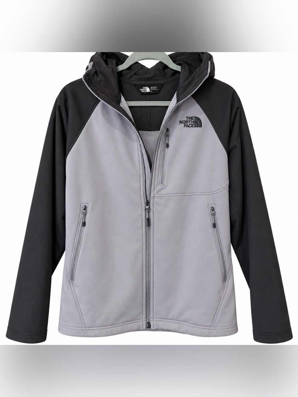 The North Face Men's Two-Tone Gray and Black Softshell Hoodie Jacket